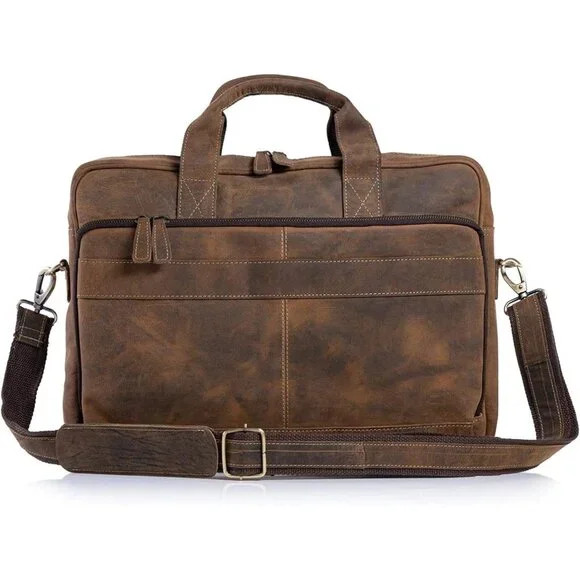 Leather briefcase 18 Inch Laptop Messenger Bags for Men and Women Best Office br